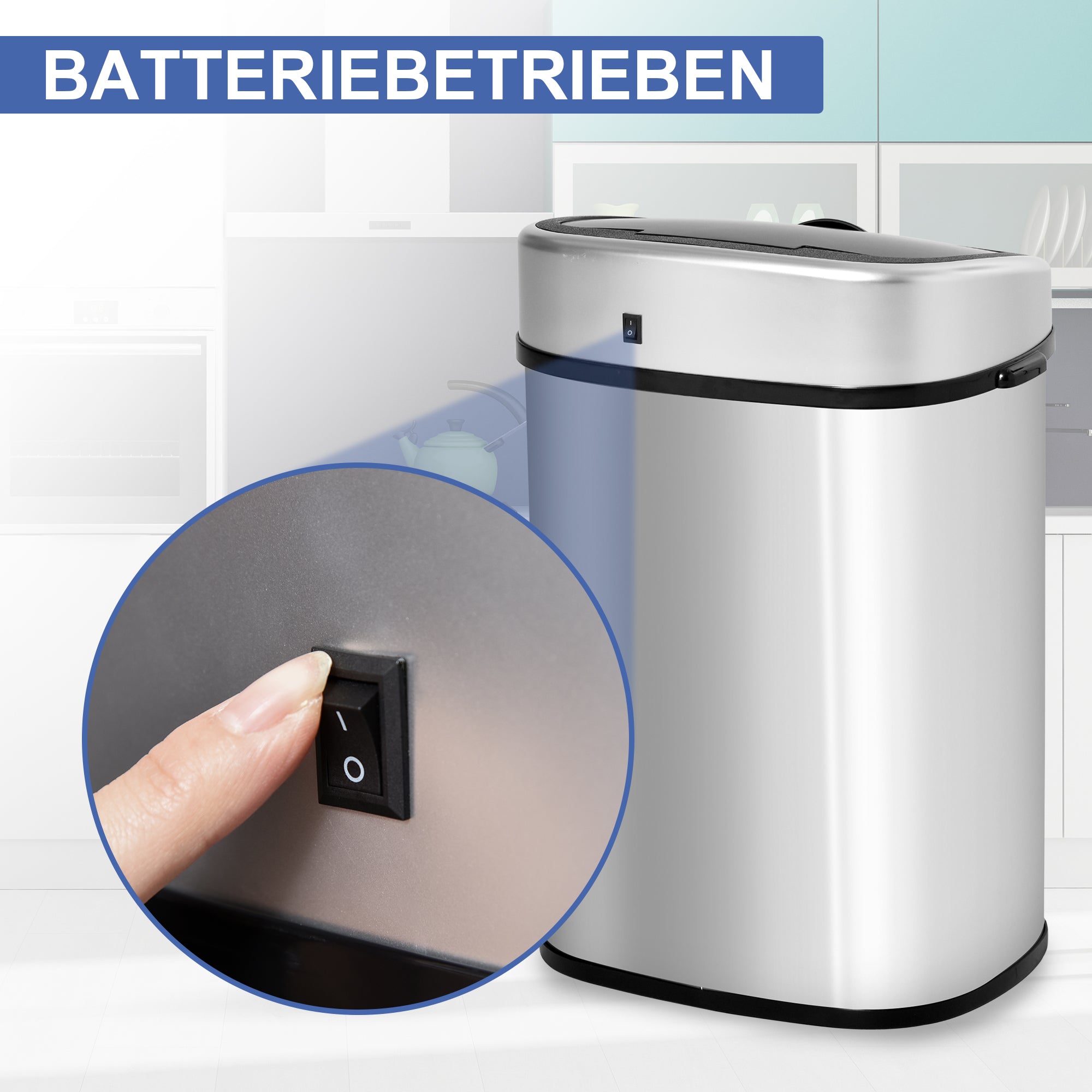 Mülleimer, 48L Infrarotsensor Hygienisch, Edelstahl Silber