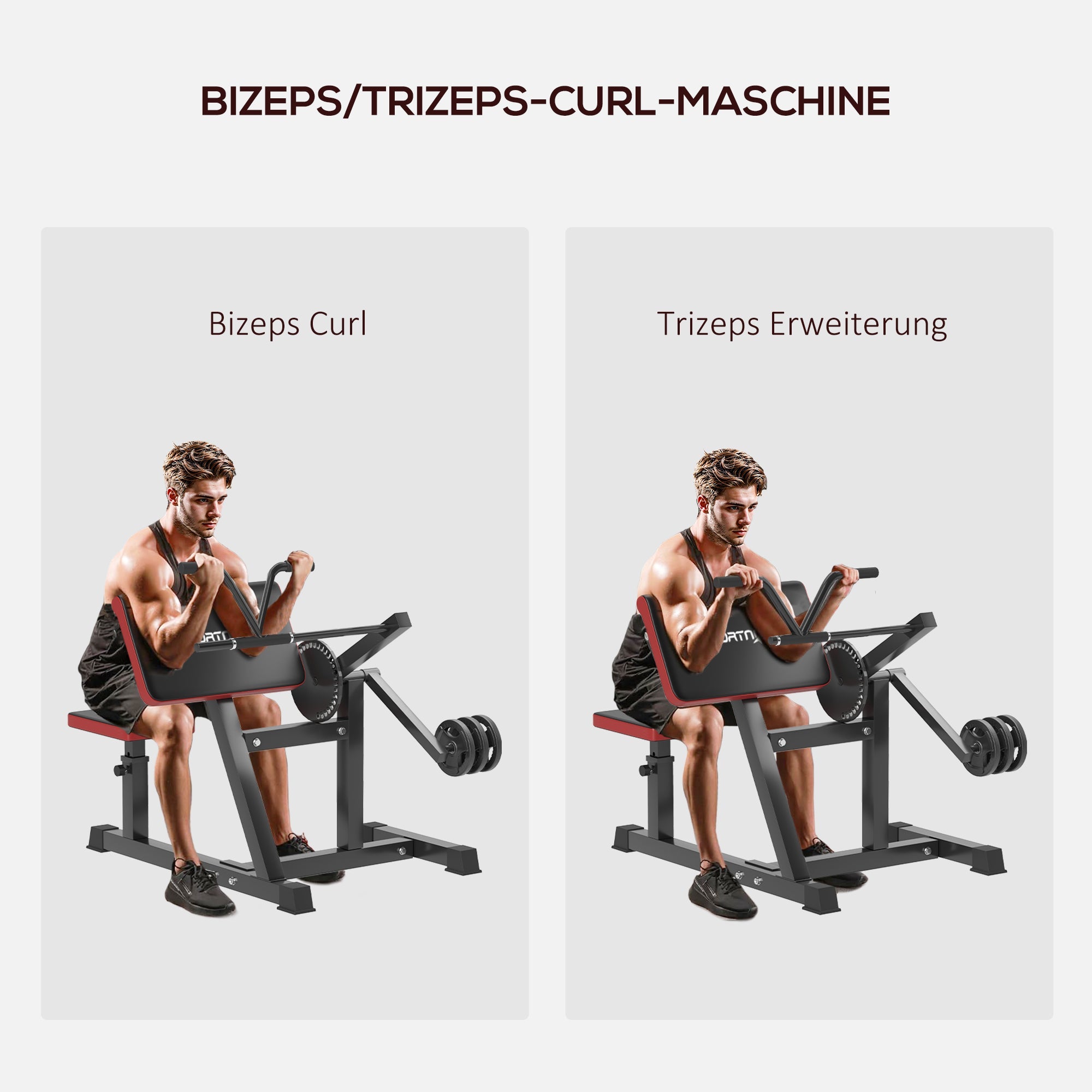 Biceps Triceps Curl Machine, 5-Level Adjustable Seat, Synthetic Leather Black