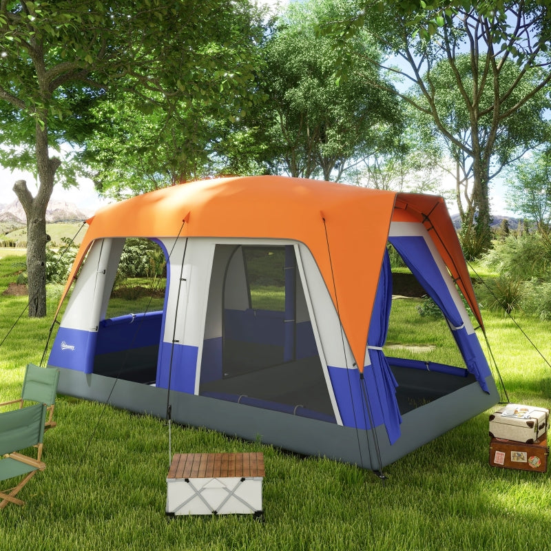 Six-Man Camping Tent with Small Rainfly and Accessories, Orange