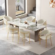 6 Modern Chairs, Angled Legs & Adjustable Feet, Corduroy Fabric Beige