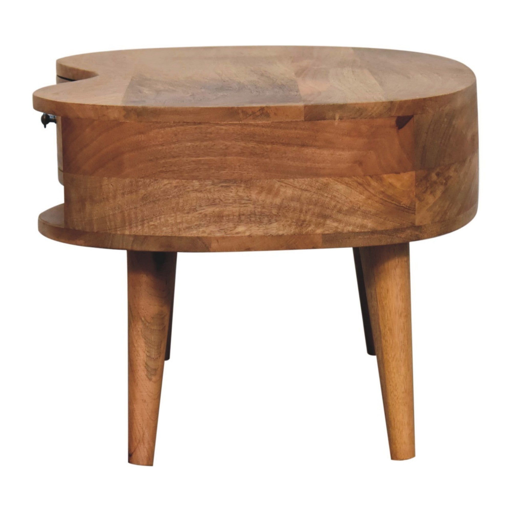 Solid Wood Wave Coffee Table, 1 Drawer Open Slot, Beige