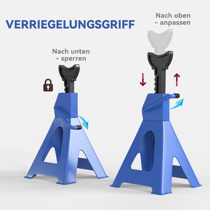 Wagenheber, 3 Tonnen, 2 Stück, 13-fach verstellbar, Blau