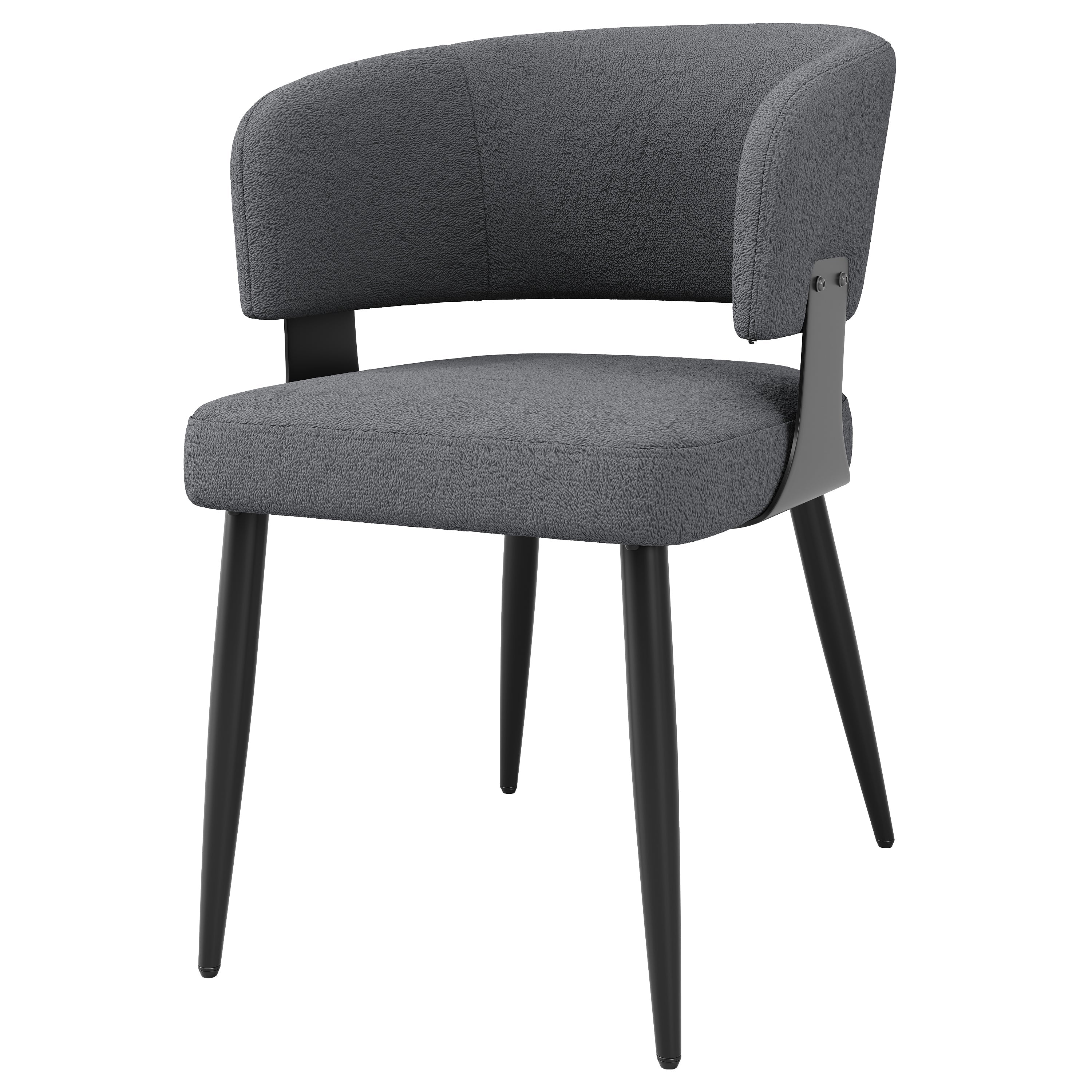 Ergonomic Dining and Vanity Chair Set of 2 with Curved Backrest, Beige and Grey Flannel
