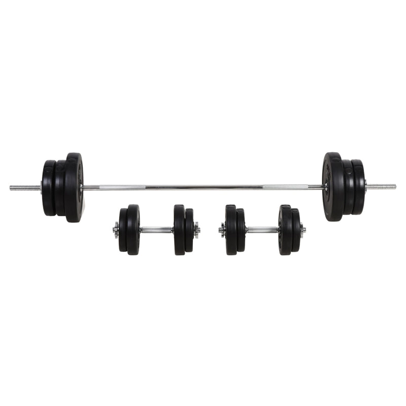 Dumbbell and Barbell Set, 65kg Adjustable Weights for Home Gym - Black