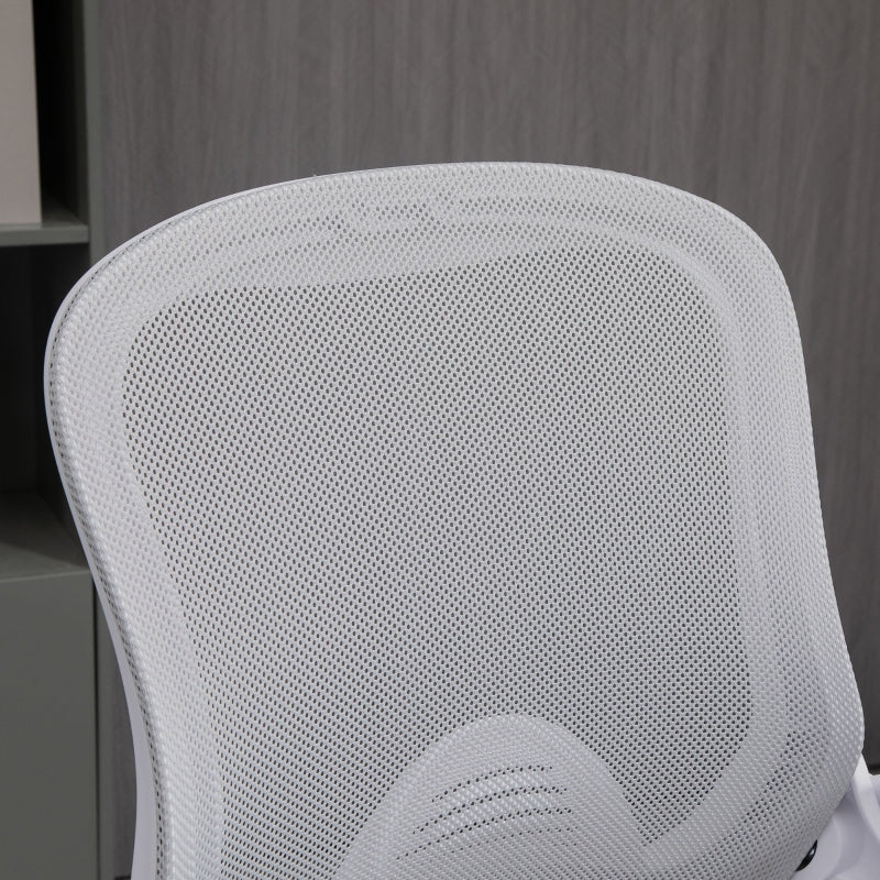 Vinsetto Office Chair, Ergonomic Desk with Folding Armrests, Adjustable Footrest, Swivel, Mesh Light Grey