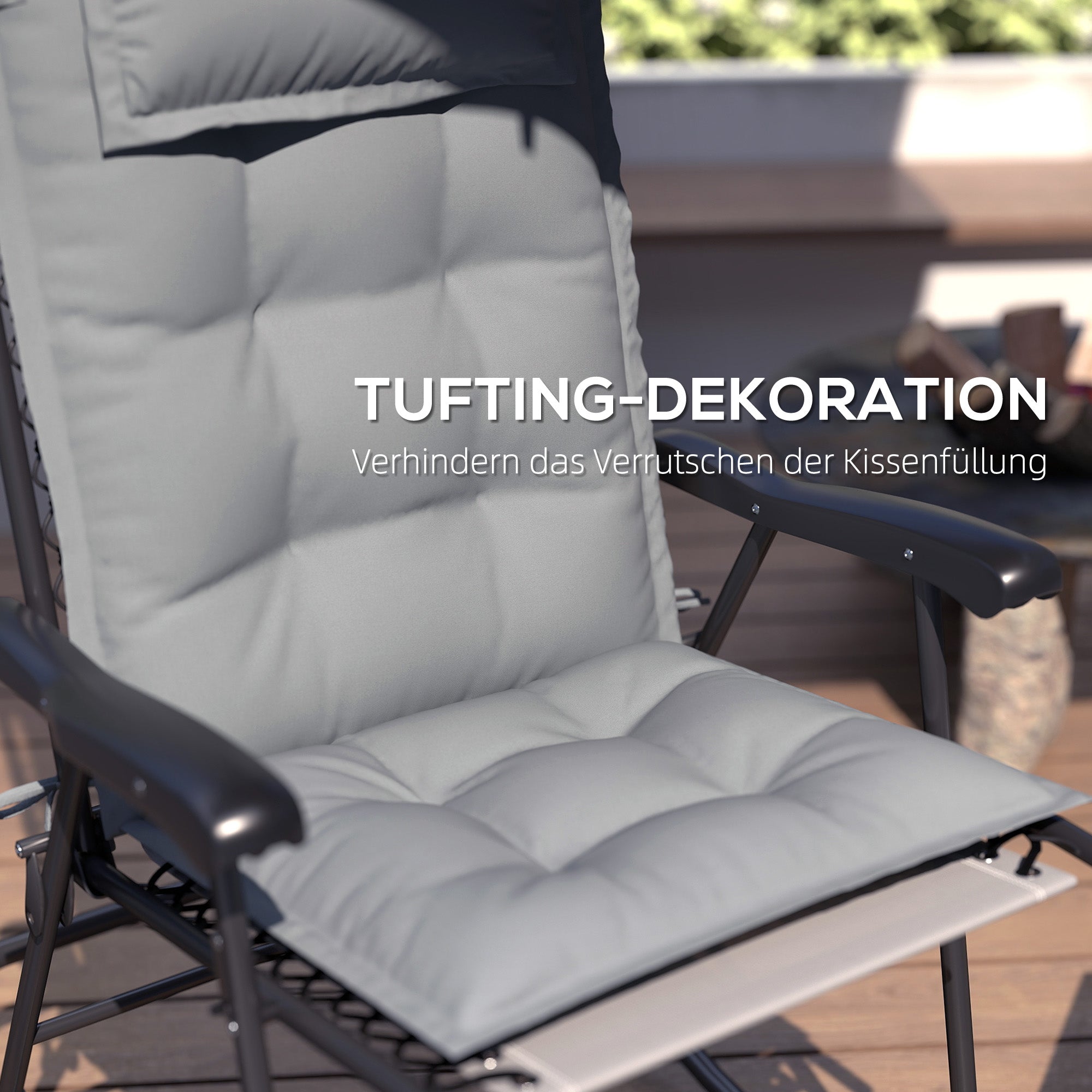 Sunlounger Cushions Water-Repellent Garden Beach Deck Chair 50 x 116 x 5 cm Light Grey