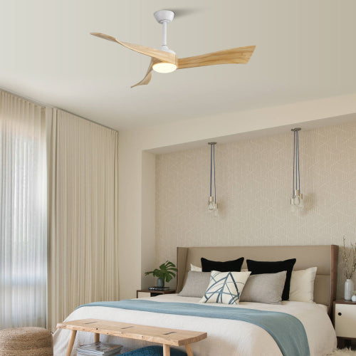 Minimalist Ceiling Fan 52-inch, Light, 6-Speed, DC Motor, Remote Control, Solid Wood