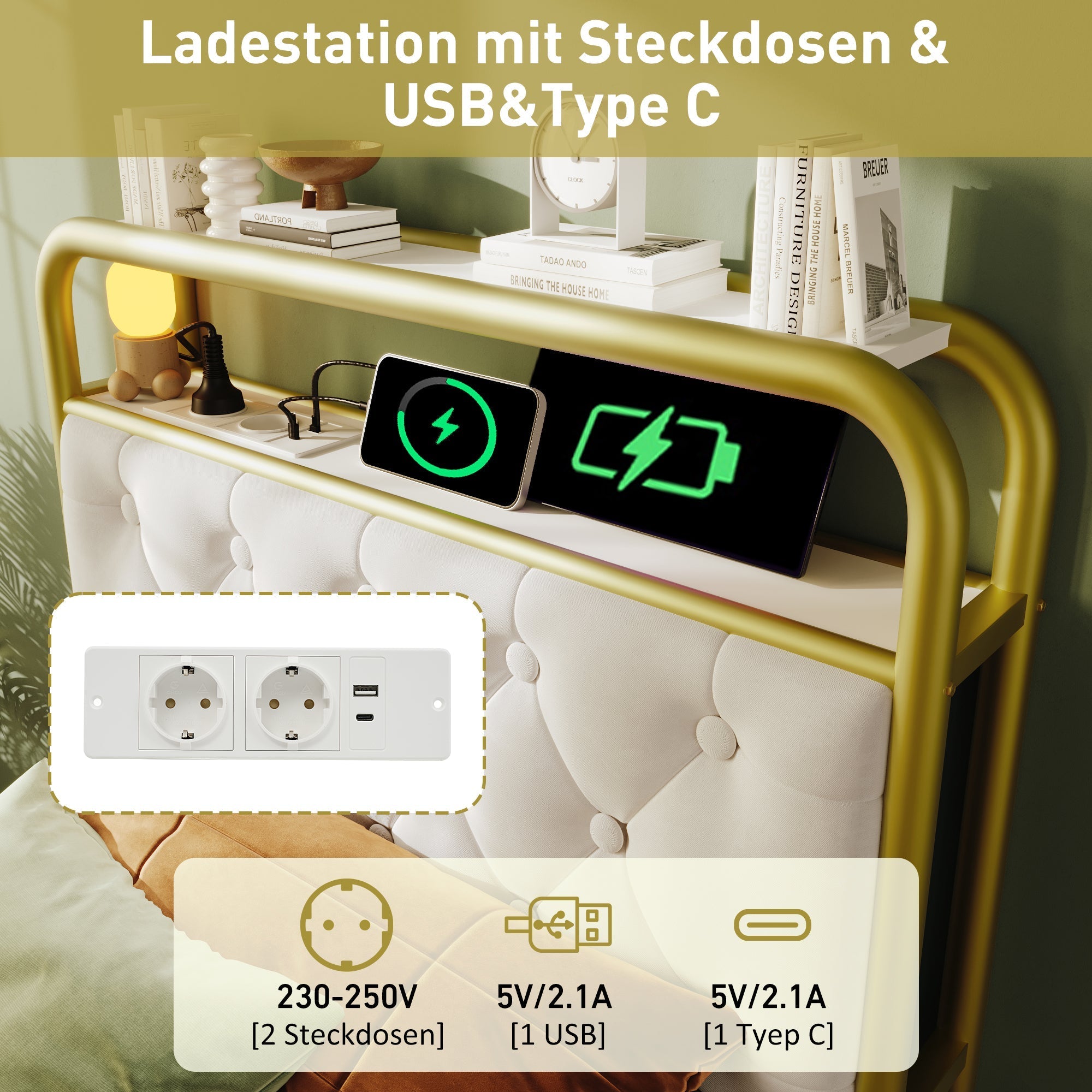 Upholstered Single Bed with USB-C Charging, LED & 2 Drawers, Velvet