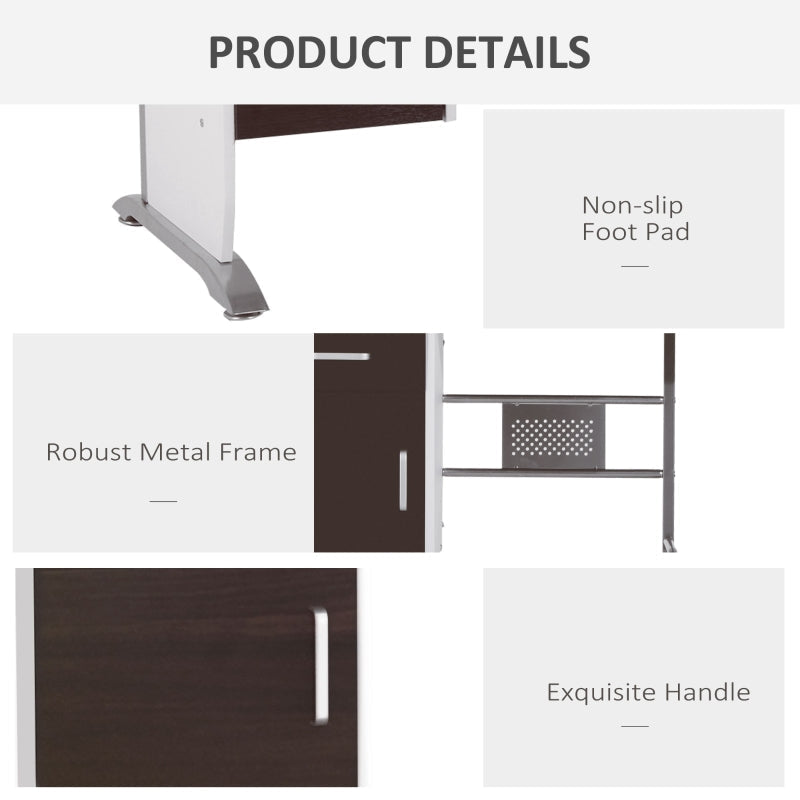 Computer Desk Sliding Keyboard Tray Storage Drawers Host Box Shelf Black Walnut