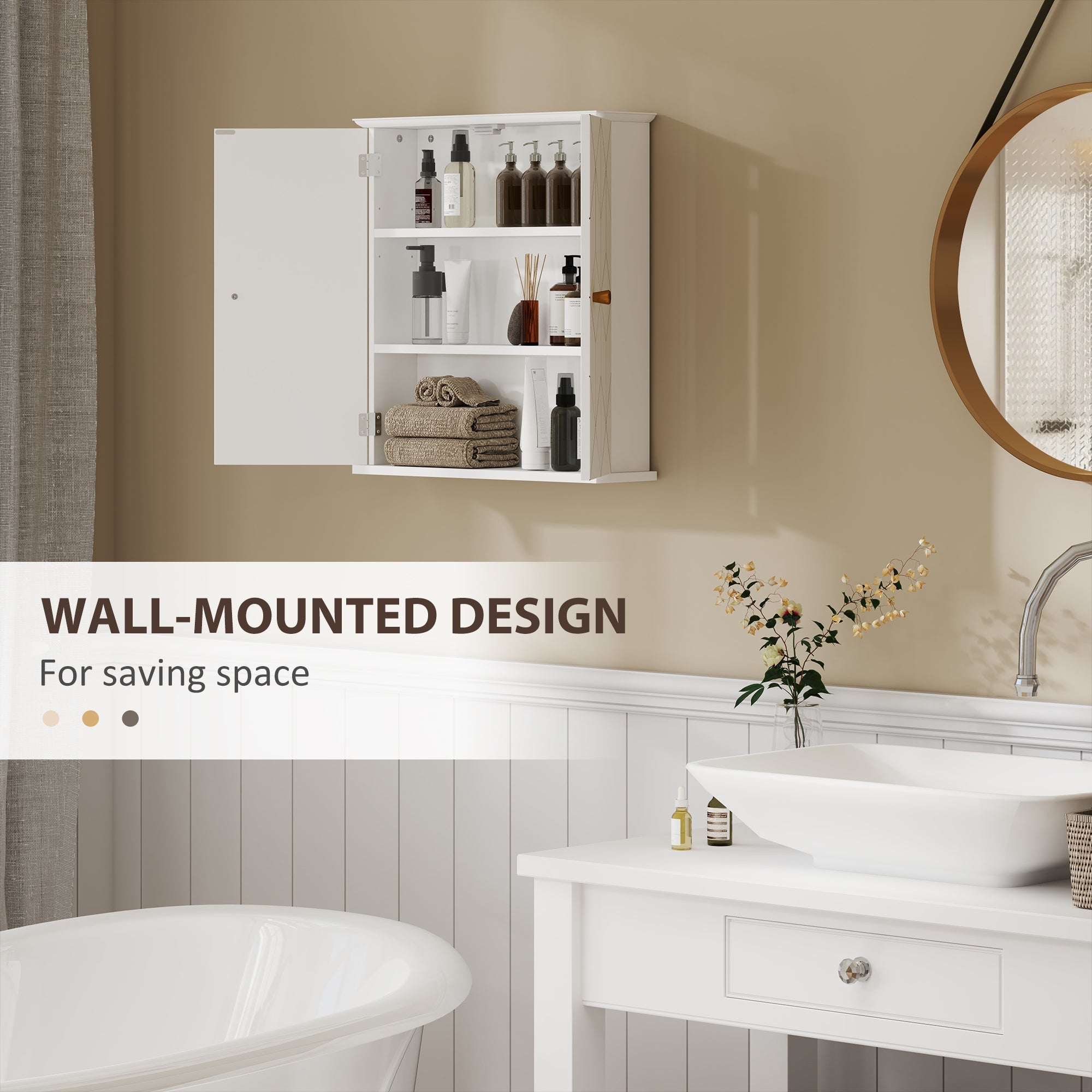 Bathroom Cabinet Wall Mounted Medicine Cabinet 2 Doors Adjustable Shelf White