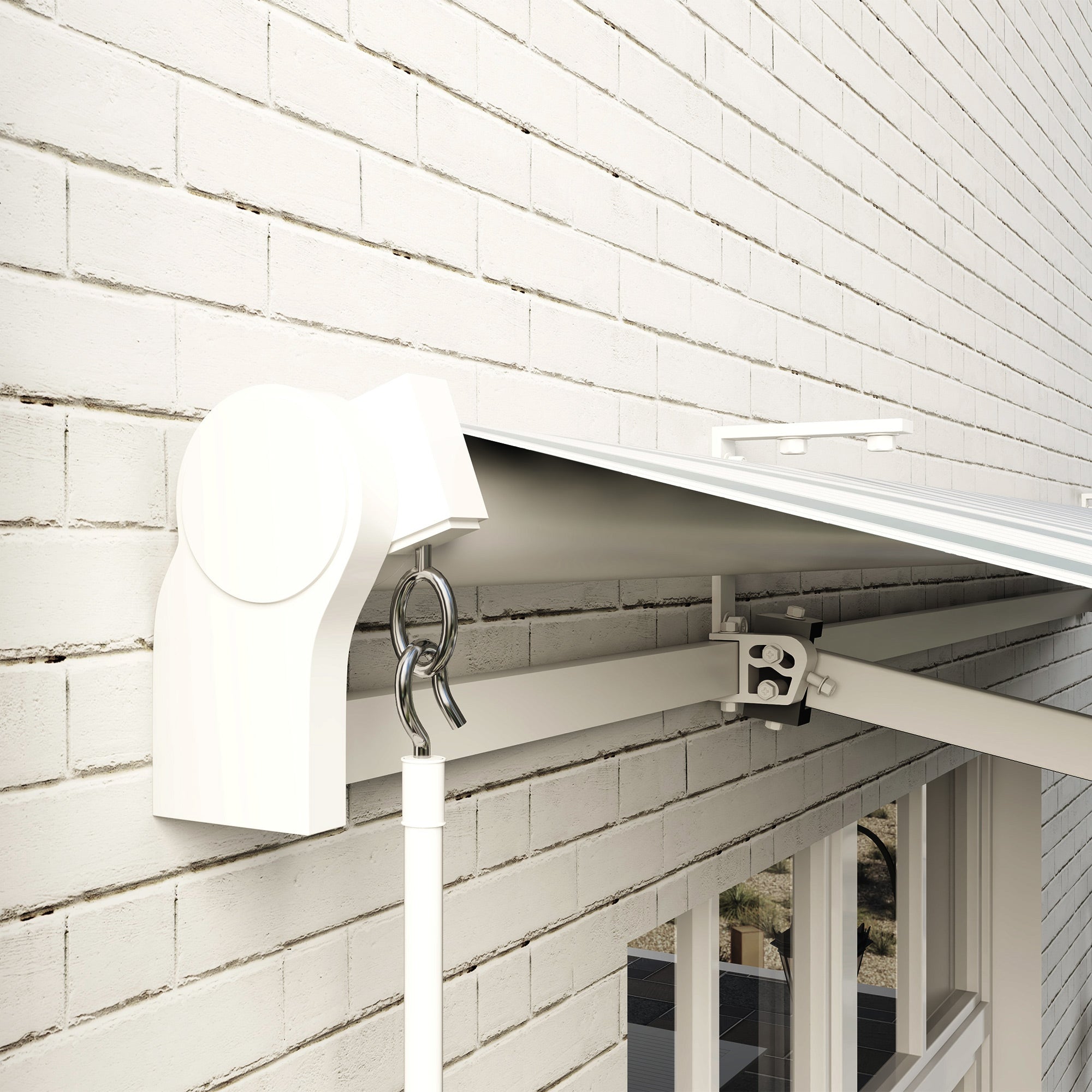 Manual Folding Arm Awning, 4m Wide Hand Crank Sunshade Wall-Mounted, Aluminum White and Green