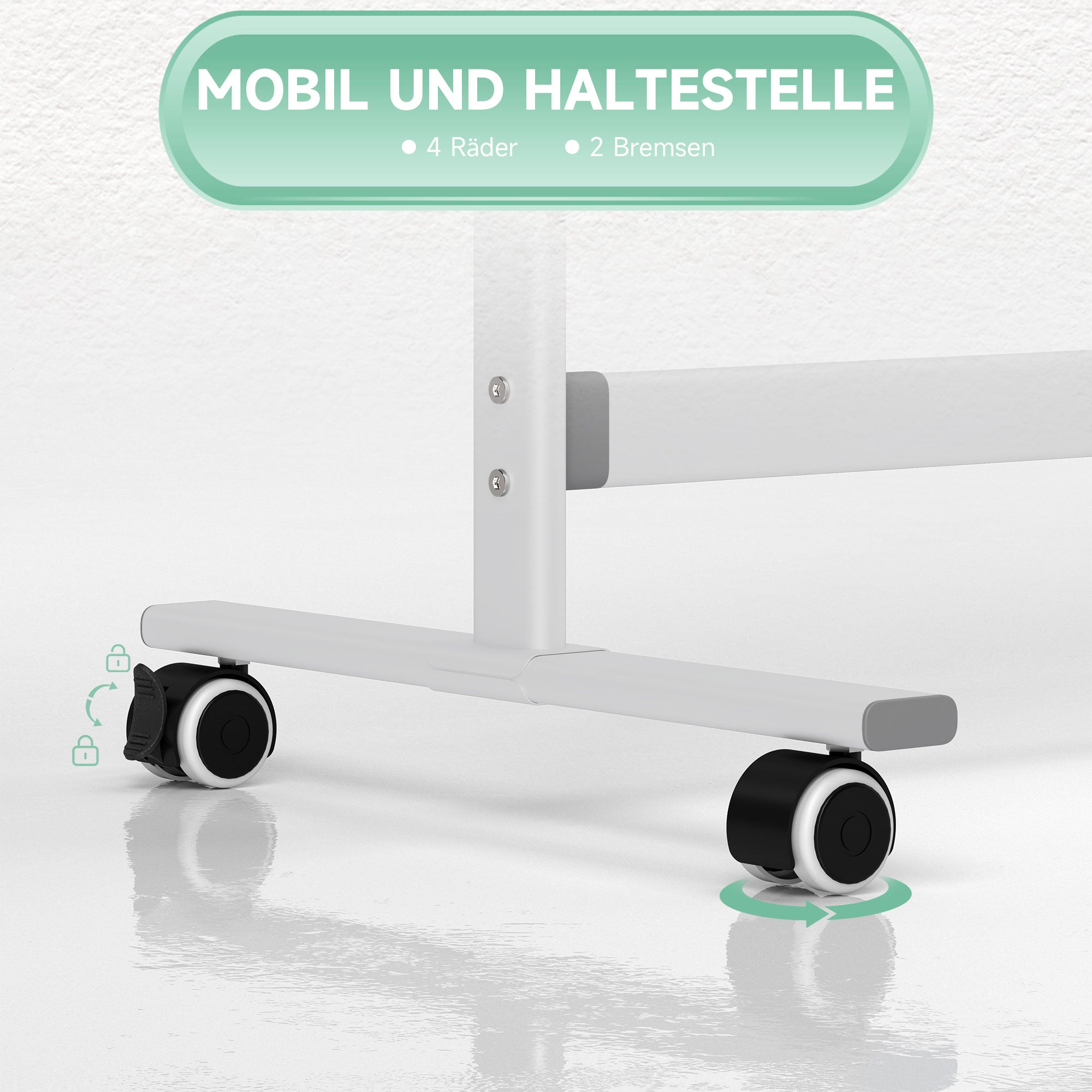 Magnetic Whiteboard 120 x 90 cm Double-Sided with Stand and Wheels, Silver