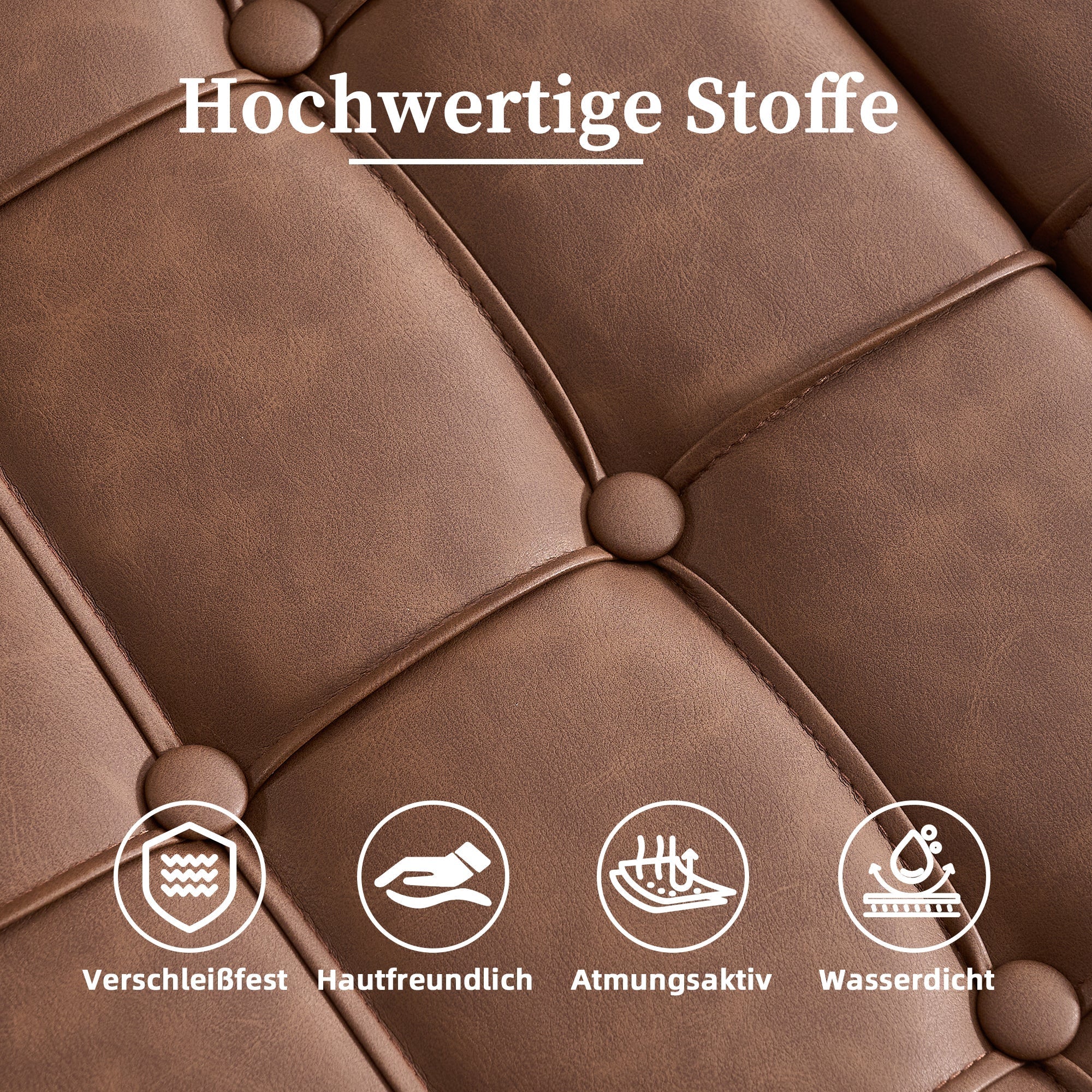 Storage Chair, Liftable Bench, Square, Brown PU