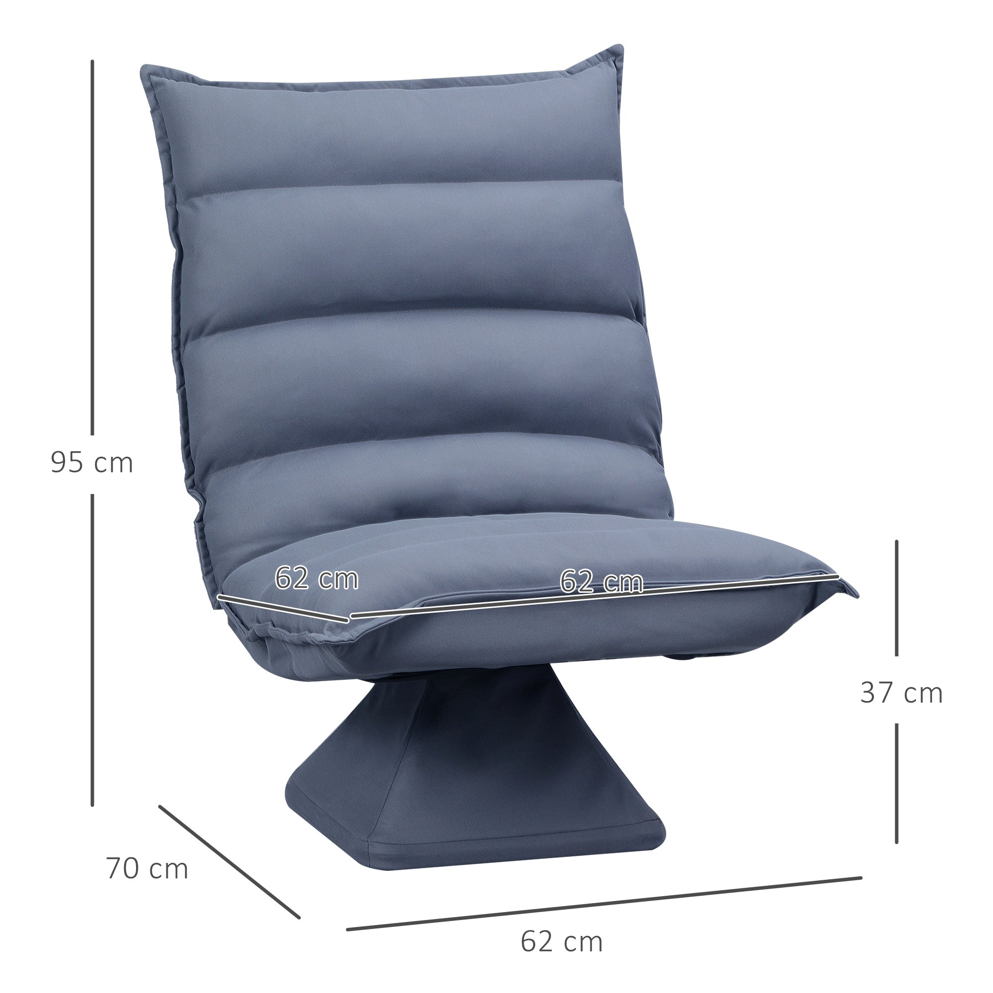 Floor Chair Recliner Adjustable Backrest Swivel Meditation Microfiber Cloth, Grey