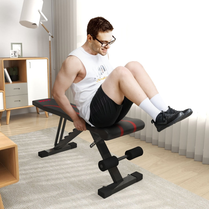 Foldable Workout Bench, 6-Position Backrest 4-Position Seat, Padded Black
