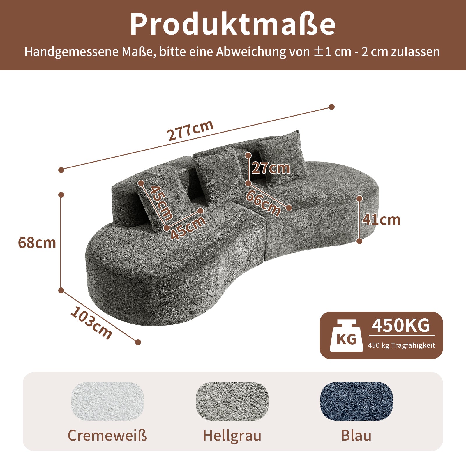 Corner Sofa Modern Curved 3-Seater - Bouclé