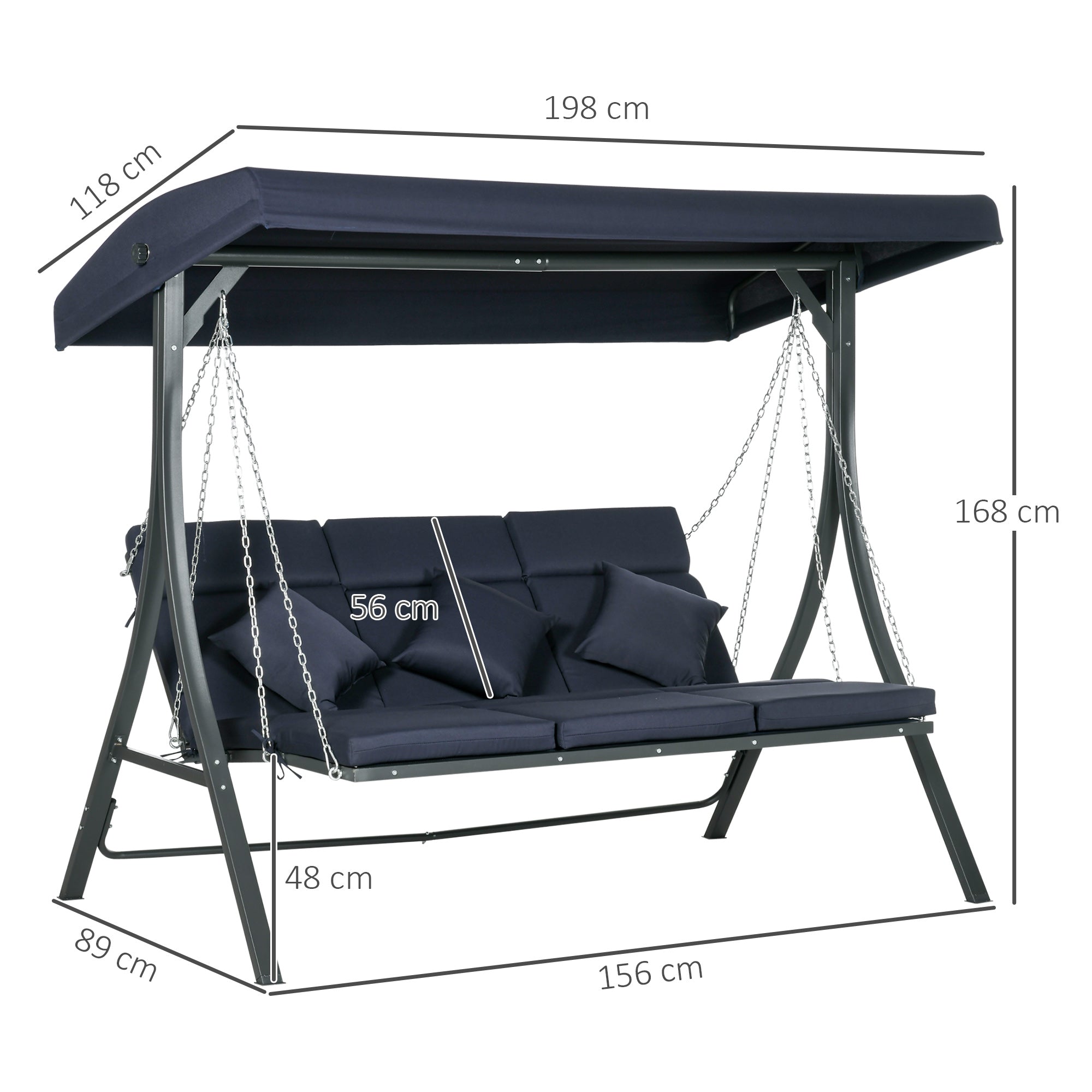 Hollywood Swing Set, 3-Seater, 270 kg Capacity, Adjustable Sunshade