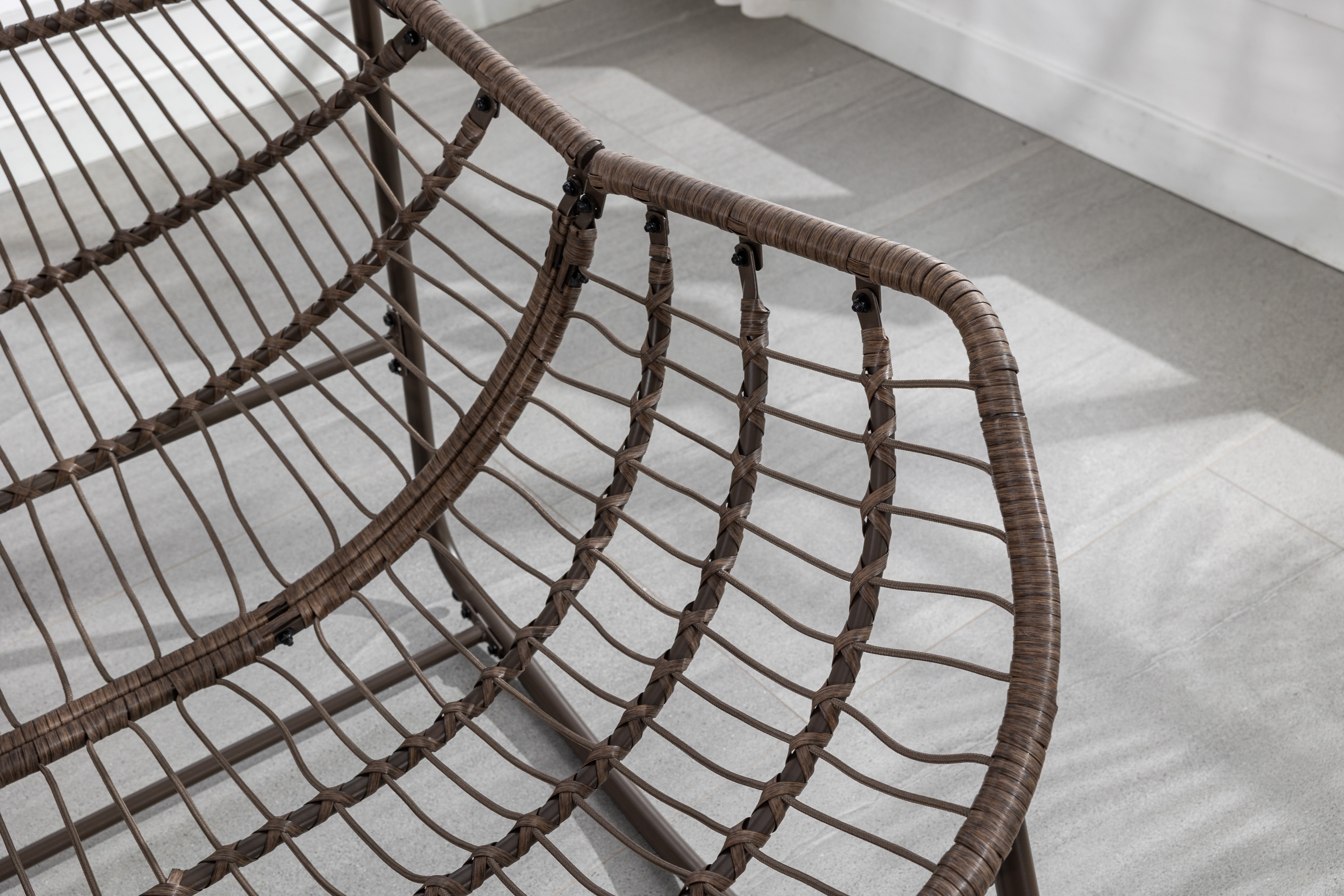 Outdoor Rattan Rocking Chair, Padded Seat with Backrest, Rattan