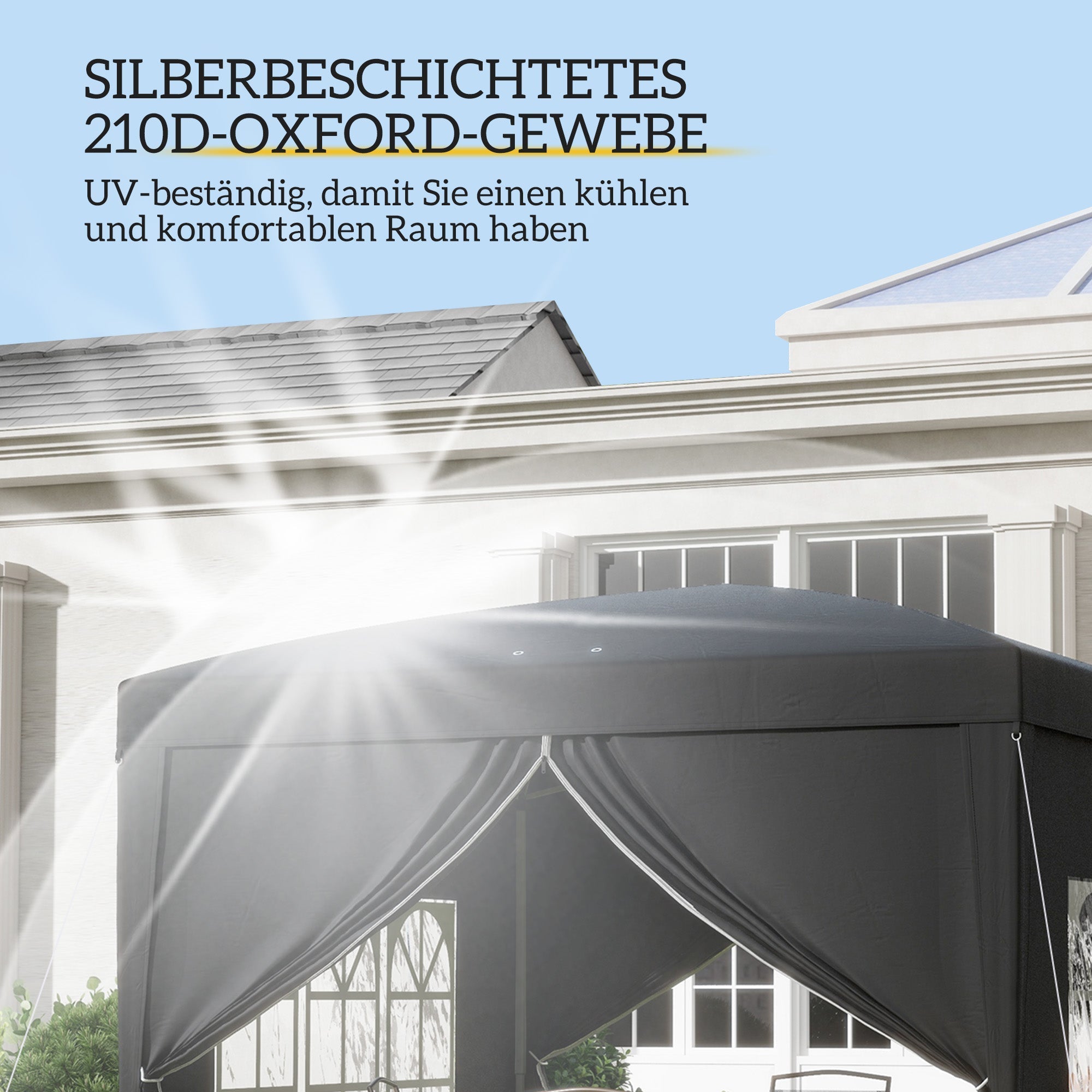 Gazebo 3x3m, Water-Repellent Pop-Up Folding, Black