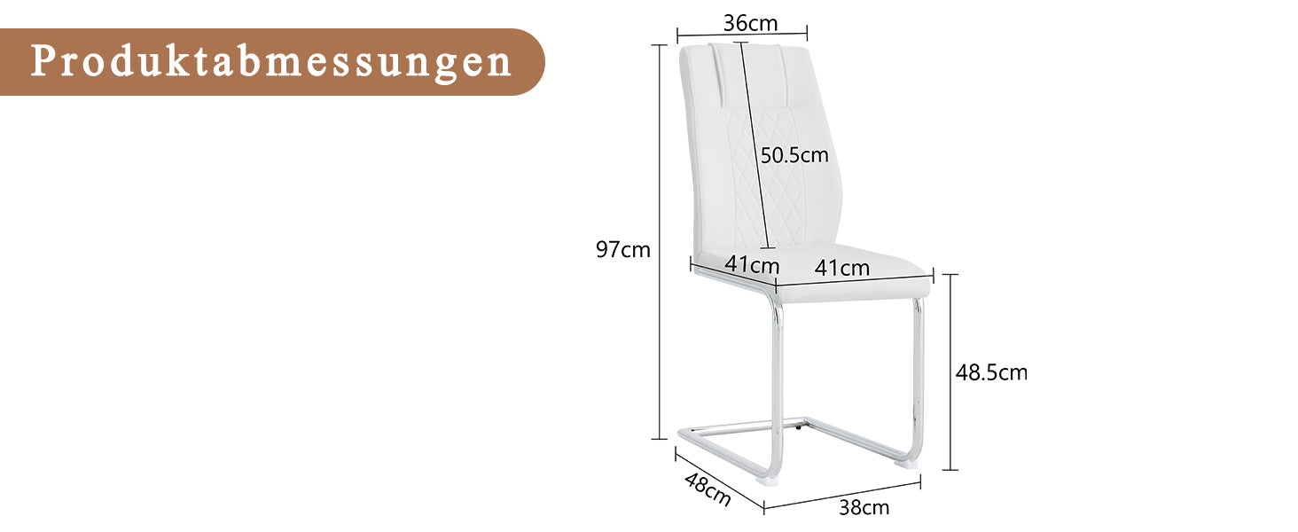 Scandinavian Dining Chairs Set of 4 Mesh Back Metal Legs - White PU