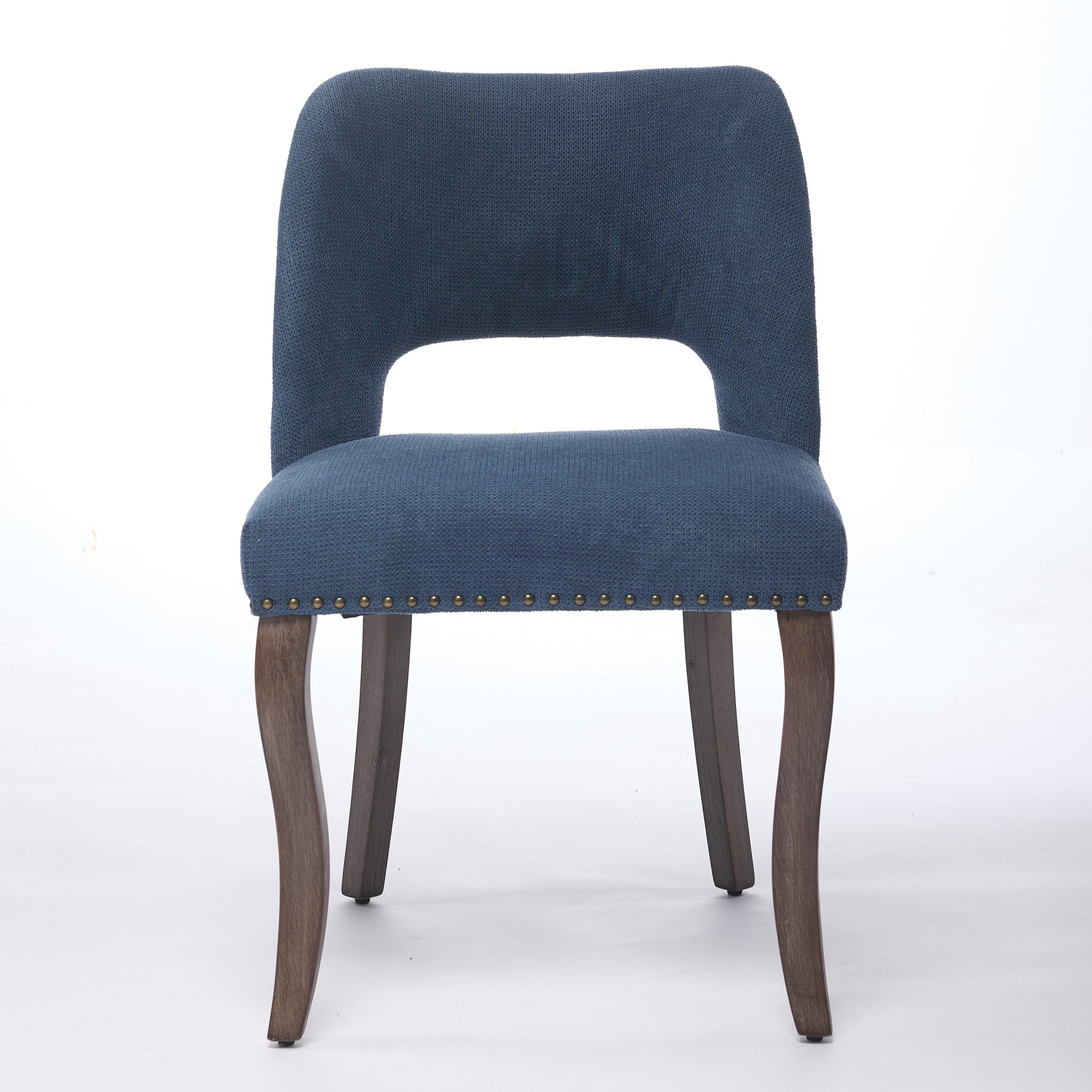 Wooden Dining Chairs Set of 2 Modern Fabric Upholstered - Blue
