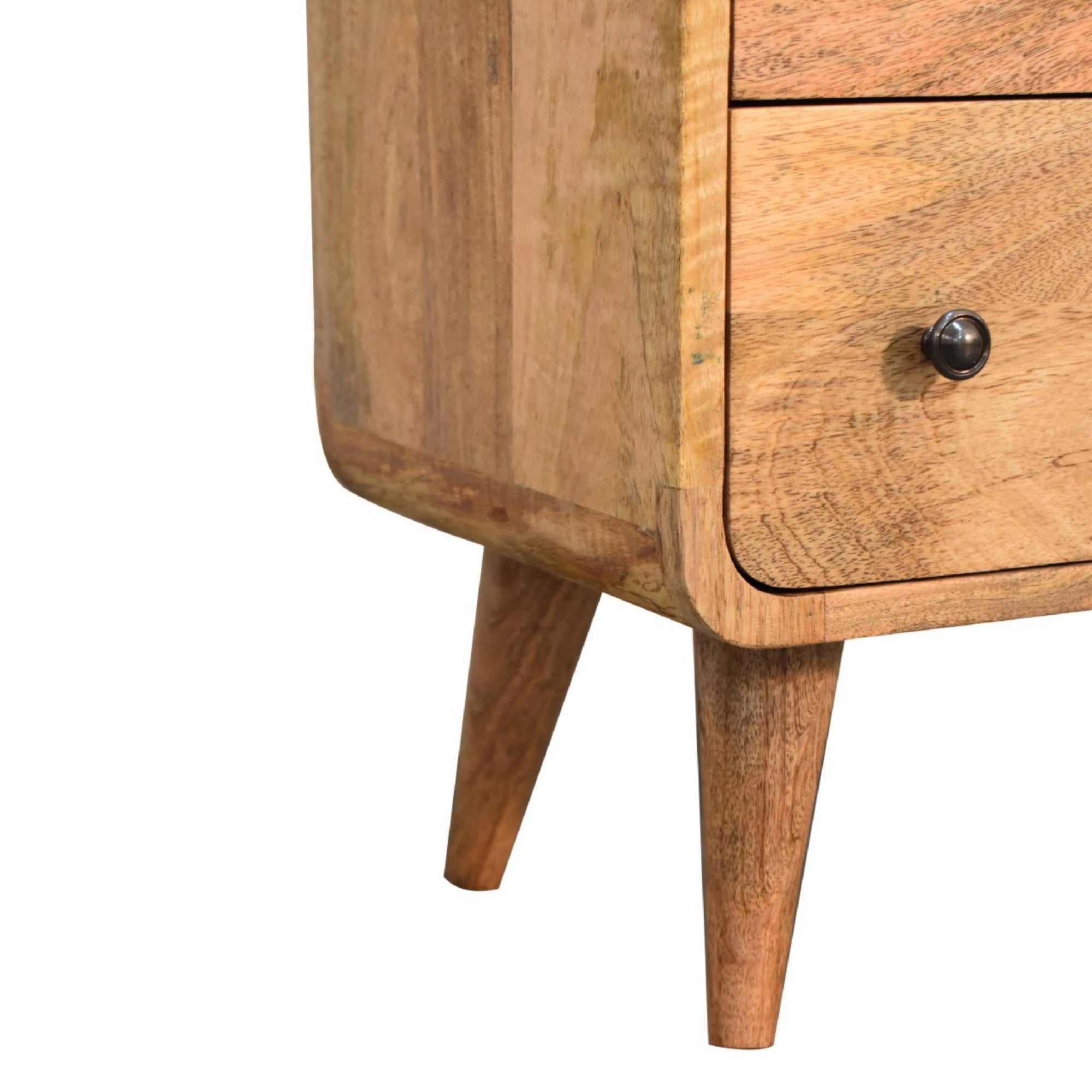 Solid Wood Mini Curved Chest, 3 Drawers, Oak-ish