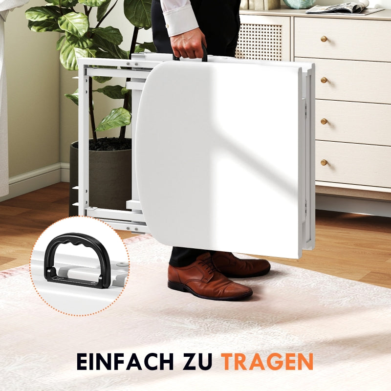 Massage Table, Folding Portable, Faux Leather, White