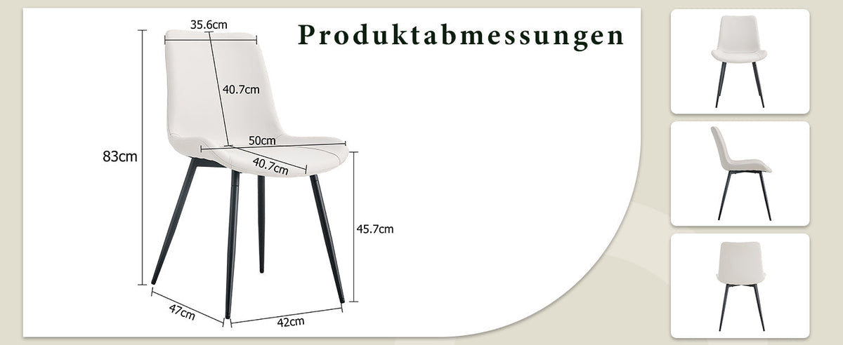 Dining Chair Set of 4 Modern Widened Seat Metal Legs - White Faux Leather