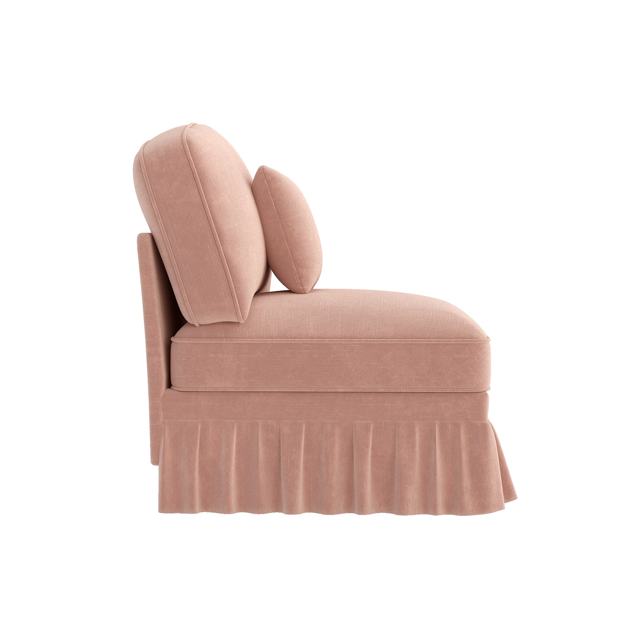 Windsor Armless Sofa with 1 Cushion, Chenille - Pink