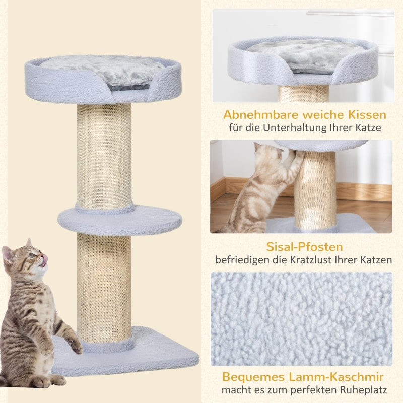Katzenbaum, Kratzbaum, Plattform, Sisal, Hellblau