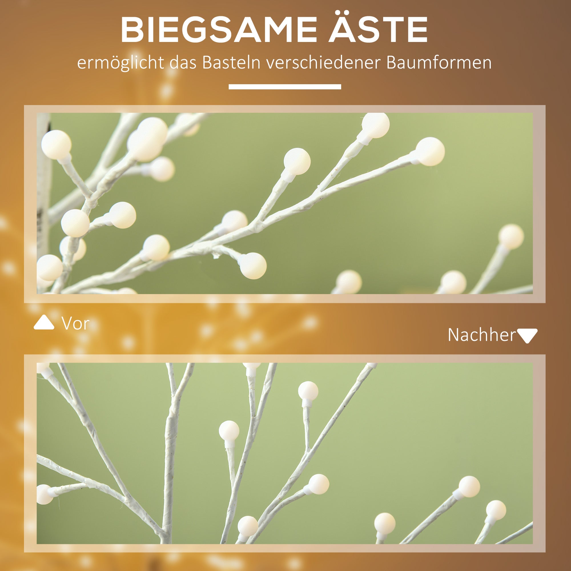 Birch Tree Light, 150cm 120 LED 3 Brightness Levels, Artificial Warm White