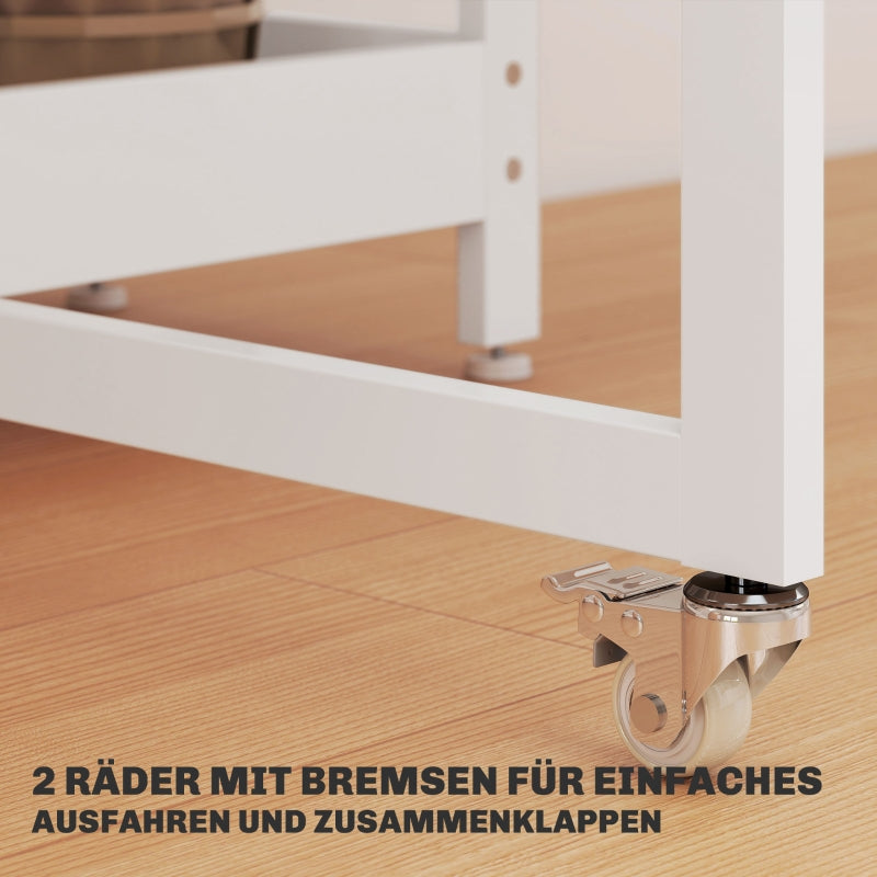 Folding Dining Table, Portable for 2-4 People with Open Shelves, White