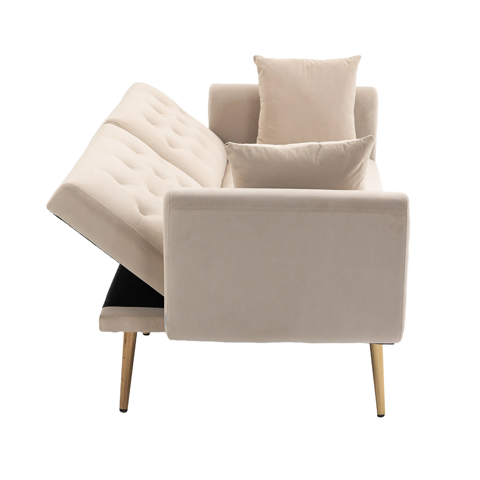 GOMYWAY 2-Seater Sofa 3-Speed Adjustable Backrest Gold Metal Legs Velvet