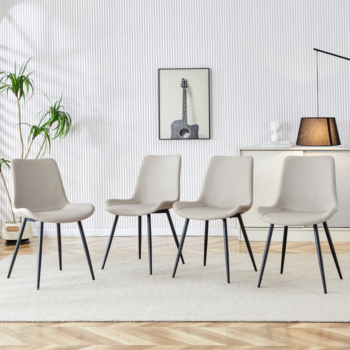 4-Piece Dining Chair Set Modern Wide Seat Non-Slip Metal Legs - Faux Leather