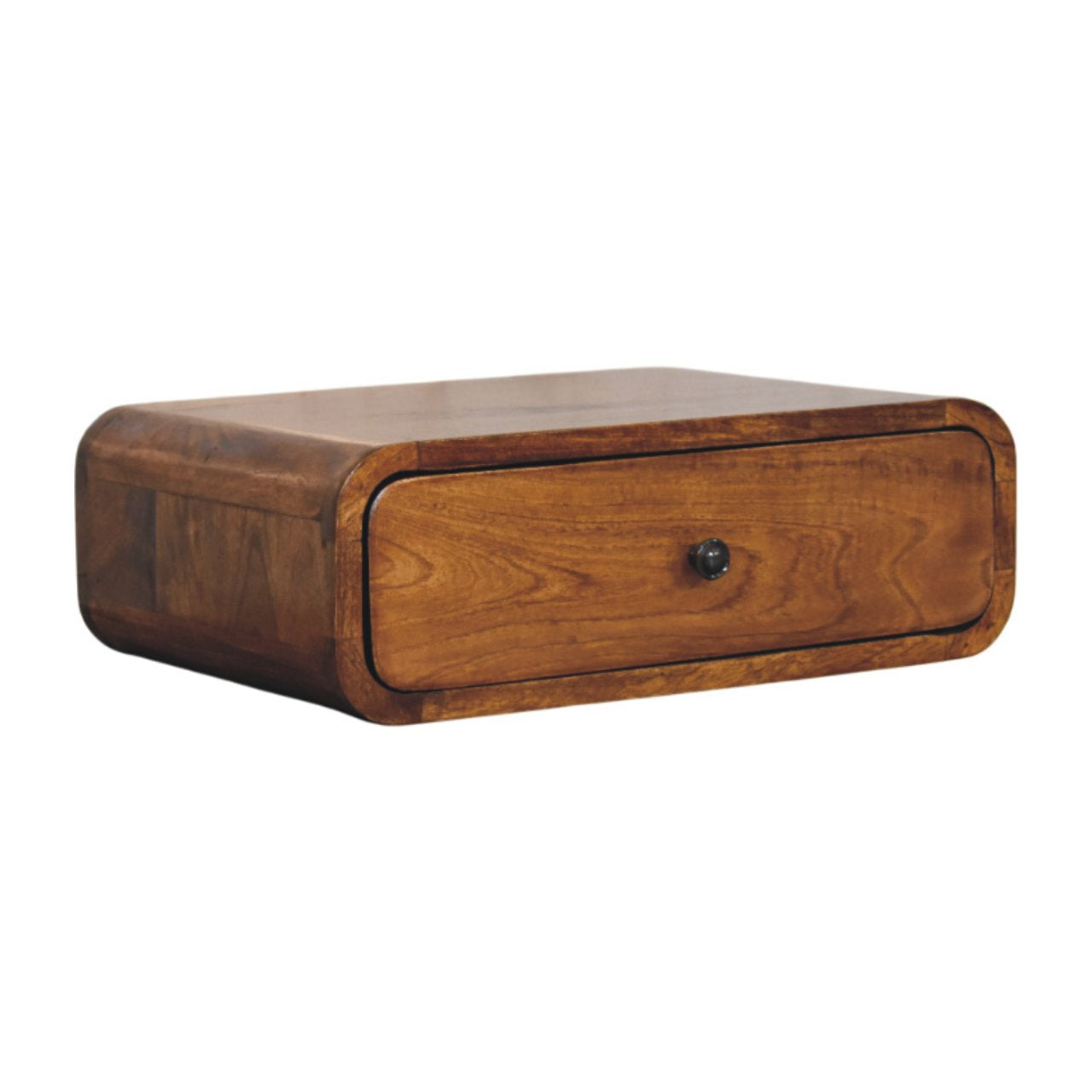 Solid Wood Avora Wall-Mounted 1 Drawer Nightstand, Dark Brown