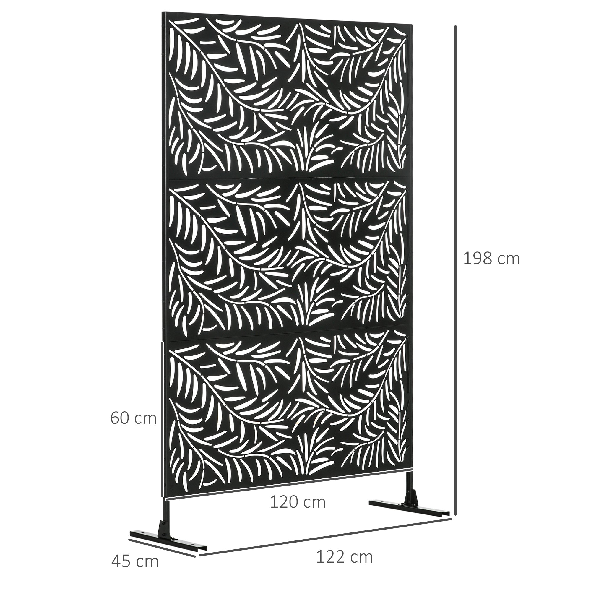 Privacy Screen Room Divider Willow Leaf Pattern 122x198cm Steel Black