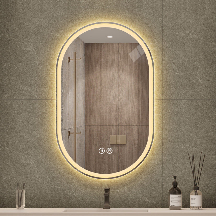 Rahmenloser ovaler Smart-Spiegel, 60x100cm, Antibeschlag-Touchscreen-Badezimmerspiegel, Glas