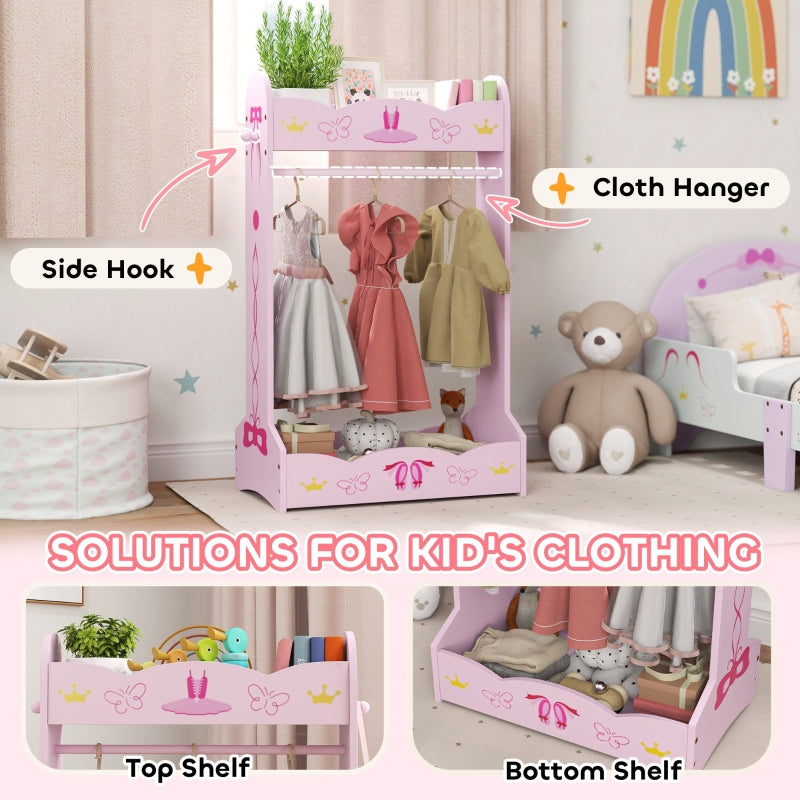 Kids Clothes Rail, Two Shelves 3-8 Years, Pink