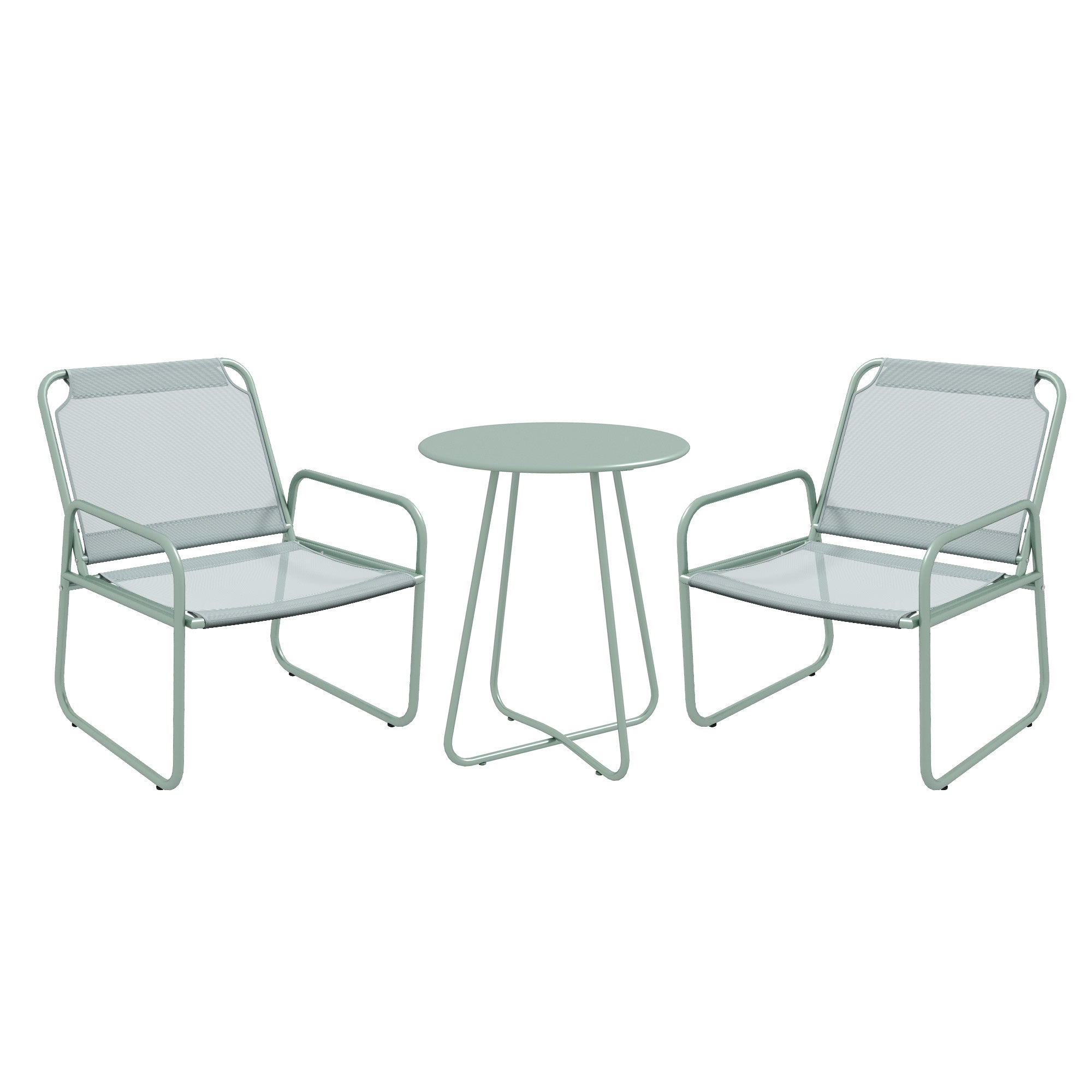 Bistro Set 3-Piece Table & 2 Chairs Mesh Green