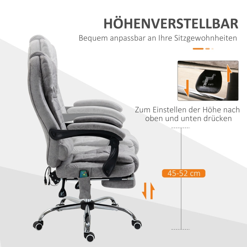 Vinsetto Office Chair, Massage, Reclining, Heating, Grey