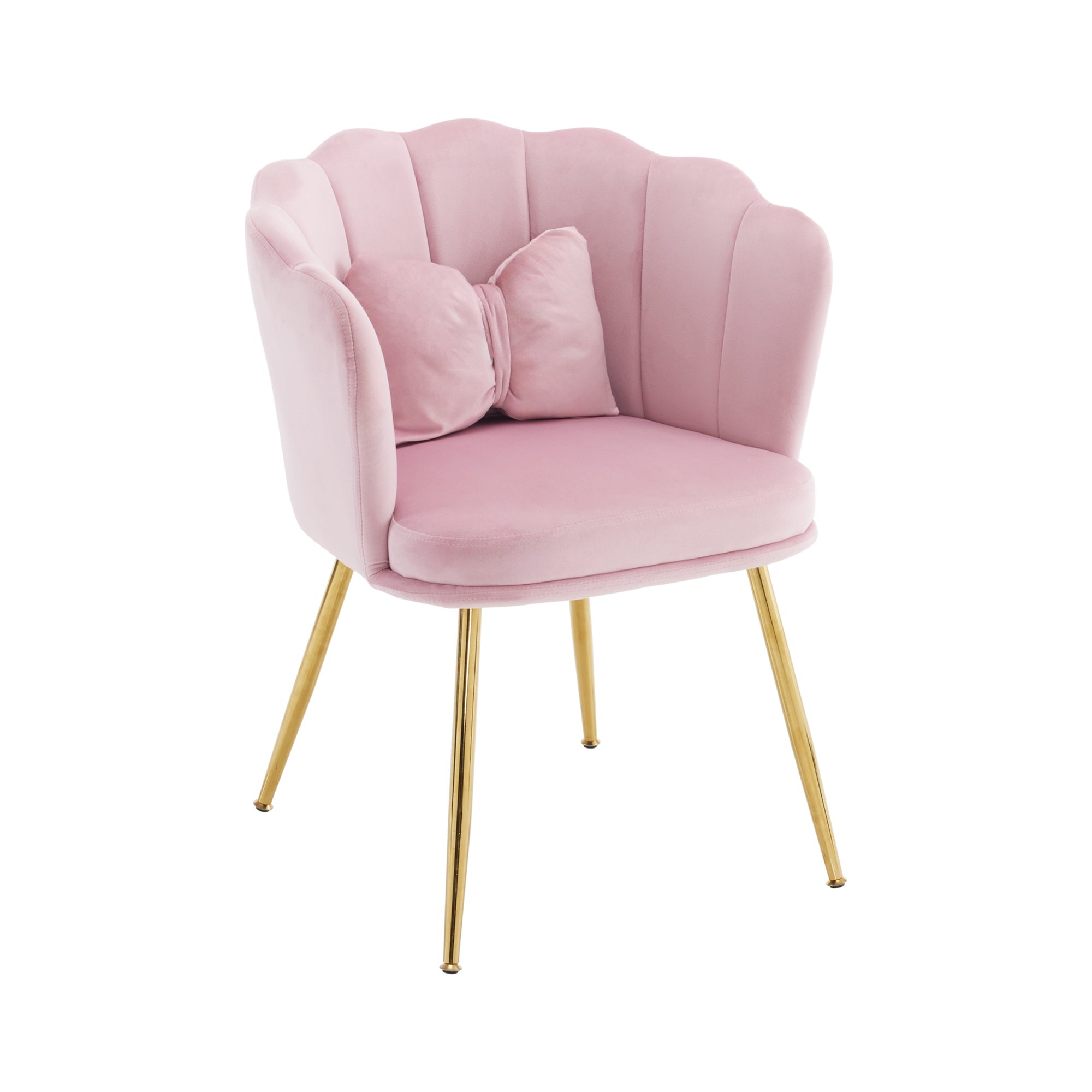 Chairs, Set of 6 Modern Velvet Petal Back with Gold Metal Legs
