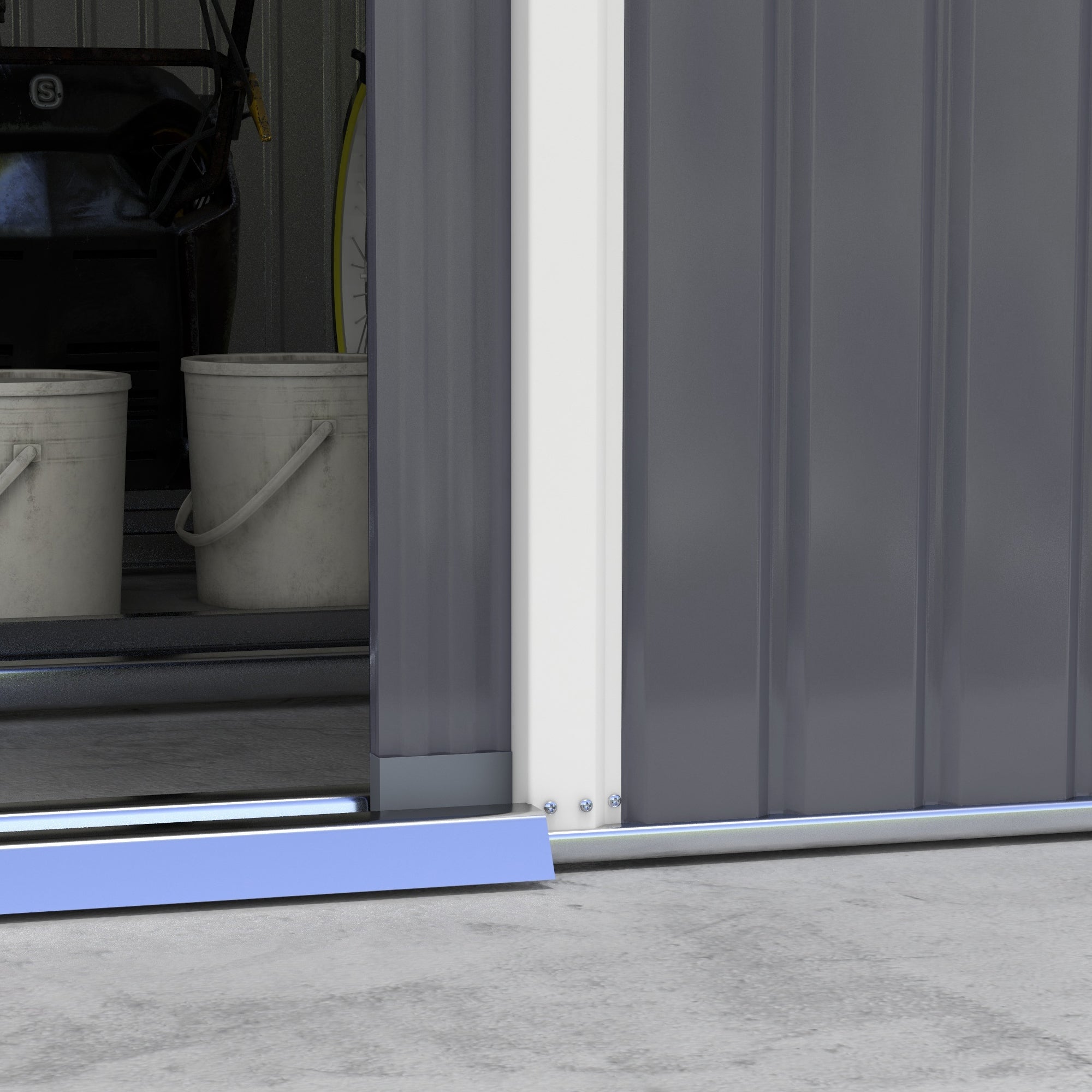 Metal Garden Shed, Outdoor Storage Tool House with Ventilation, Foundation Kit, Lockable Double Doors, Grey