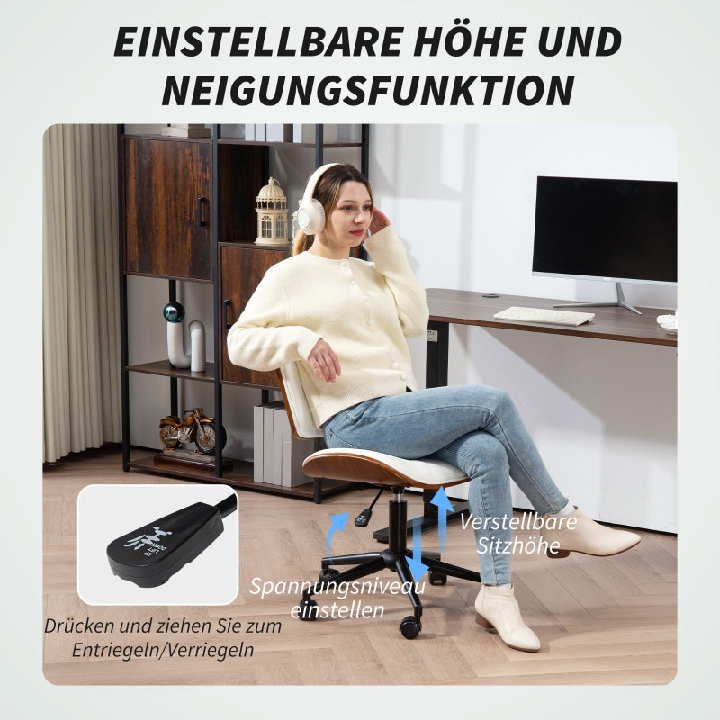 Office Chair, Height-Adjustable, Wheels, Rocking Function, Faux Leather, White