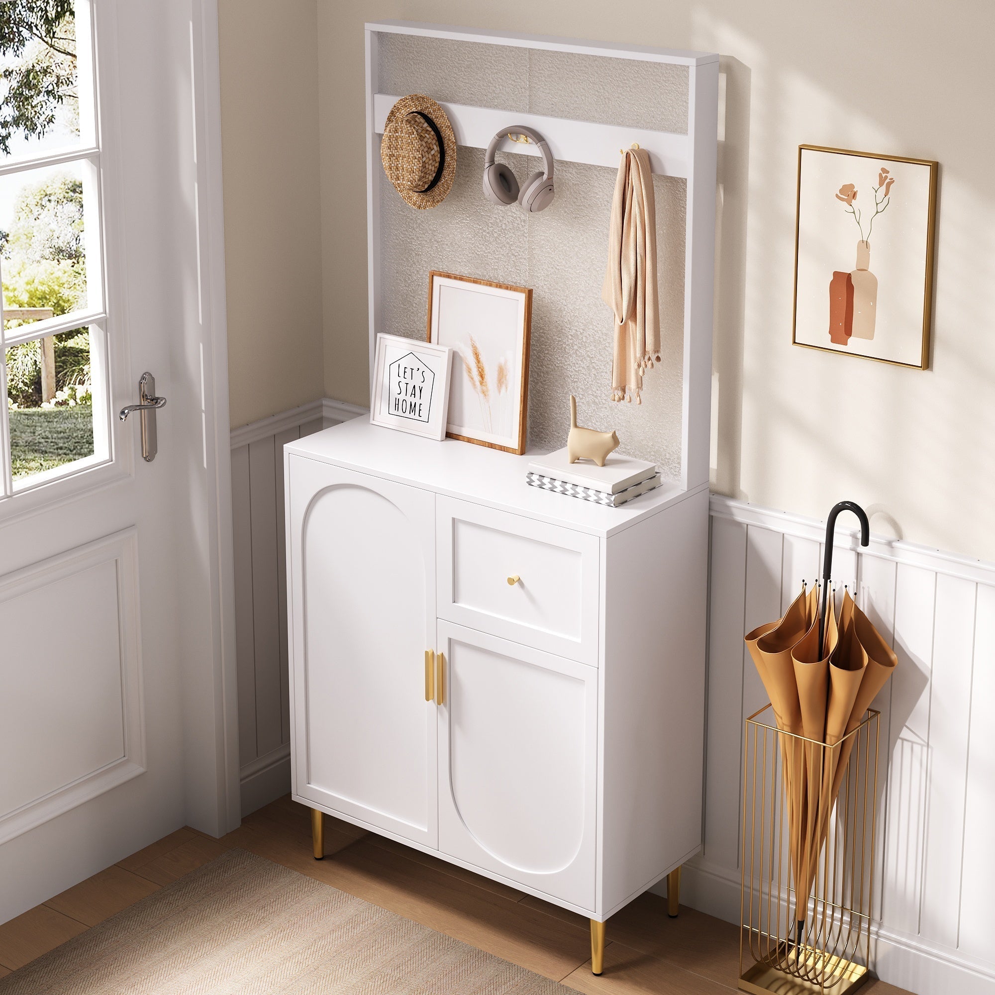 Wardrobe Set, Compact Hallway Cupboard with Shelf & Shoe Storage, 80x175.5x35 cm