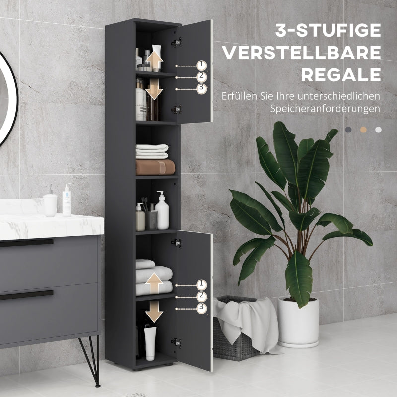 Kleankin Slim Bathroom Cabinet, Tall with Adjustable Shelf, Gray