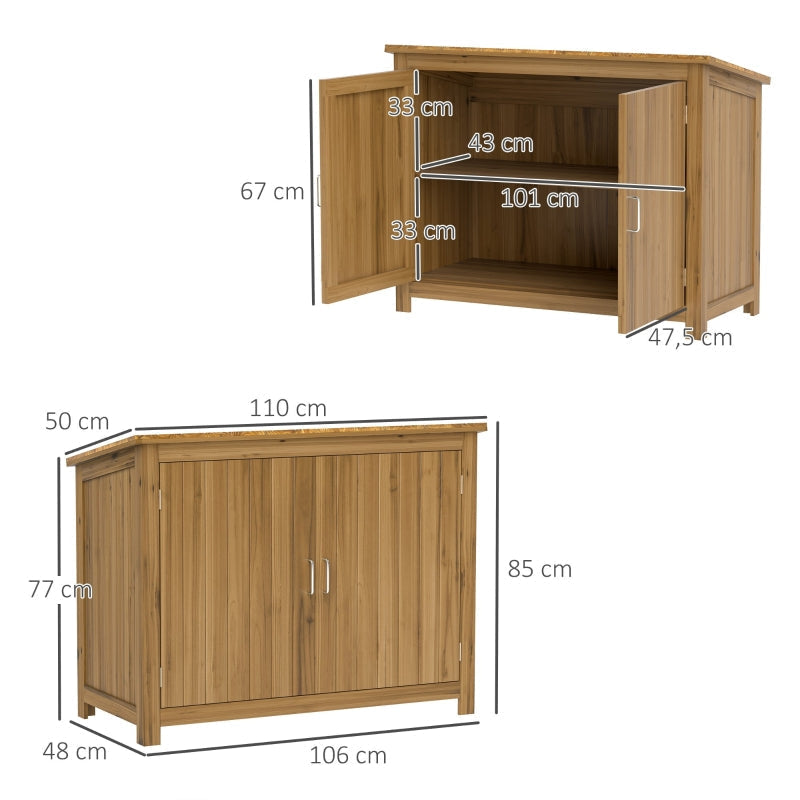 Gartenschuppen aus Holz, wetterfester Geräteschuppen mit Regalen, Braun