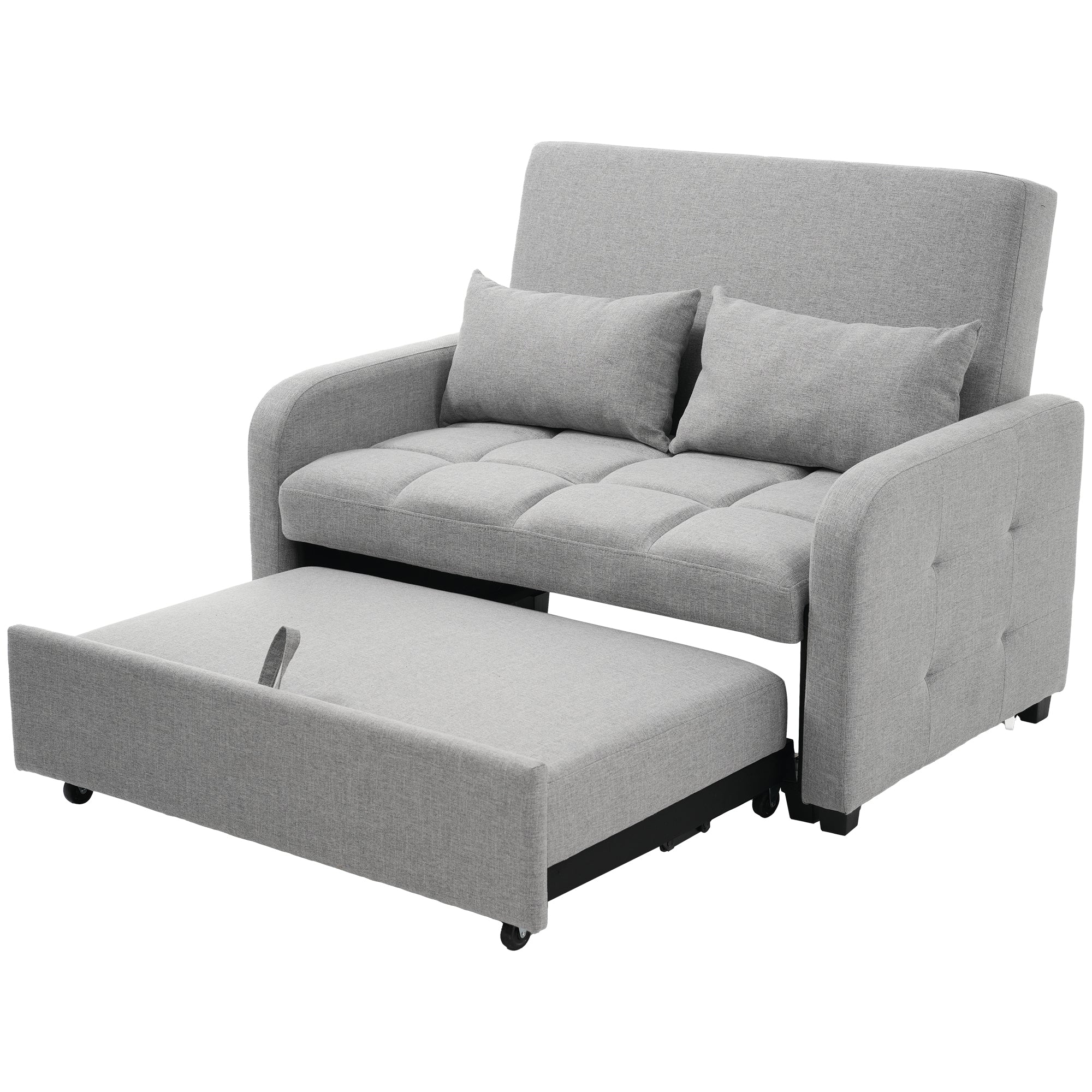 Multifunctional Folding Sofa Bed, Adjustable Backrest 180 x 127 cm Daybed, Dark Grey Linen