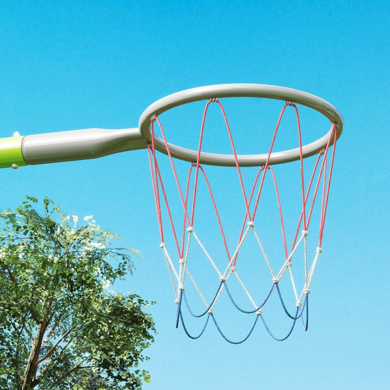 AIYAPLAY 3 in 1 Swing Set, Outdoor with 2 Swings, Basketball Hoop, Soccer Goal, Metal Frame