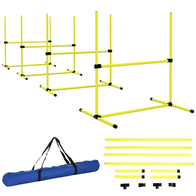 Dog Agility Training Equipment, Adjustable Jumps Hurdle with Bag, Yellow