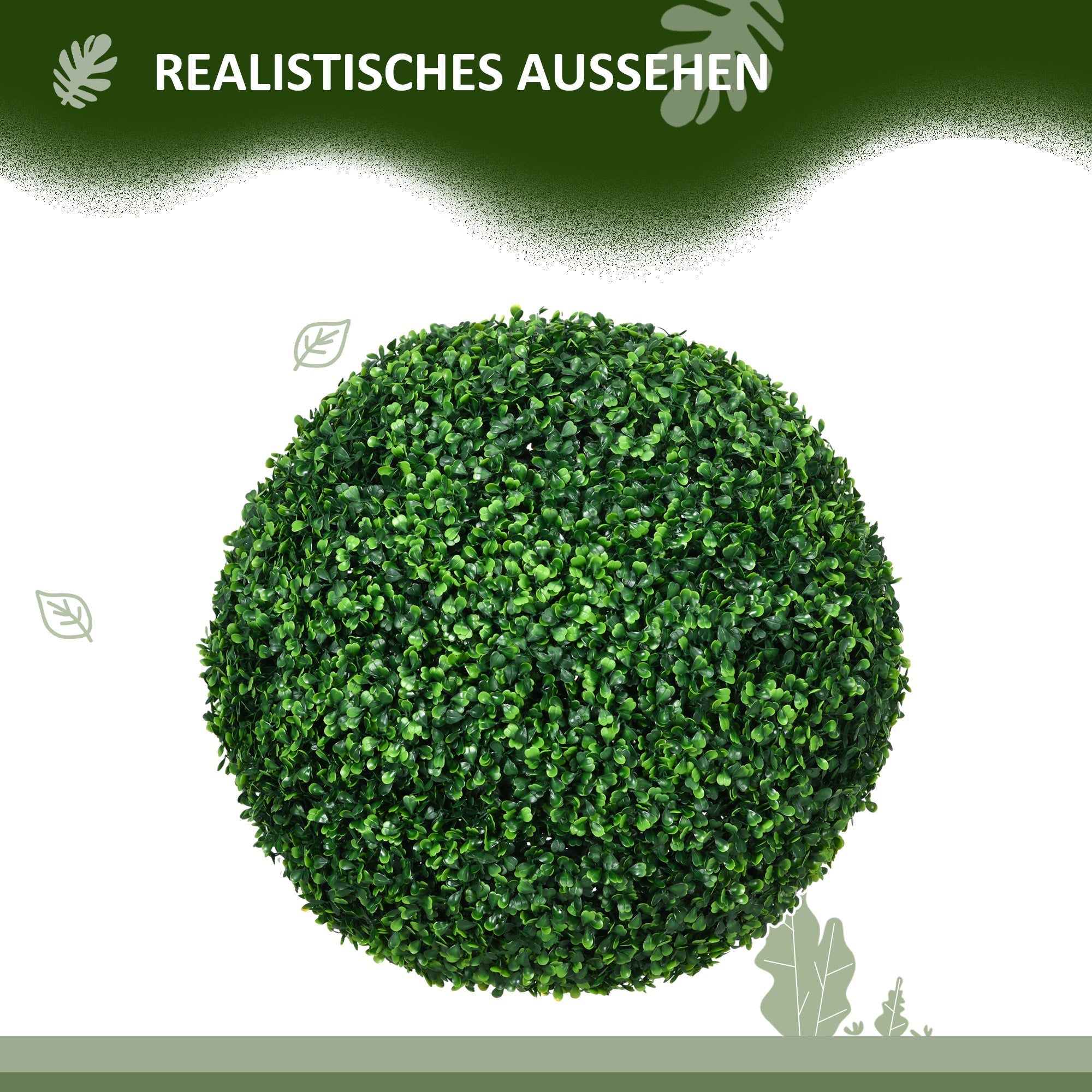 Künstliche Buchsbaumkugeln, 50 cm, 2er-Set, Kunststoff